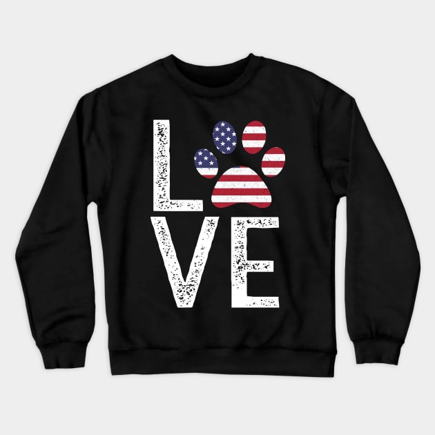 Love Dogs & USA America  - Dog Lover Dogs Crewneck Sweatshirt by fromherotozero